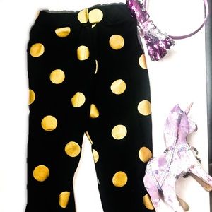 Sold - Cutest Gold Polka Dot Confy Black Pants 2T